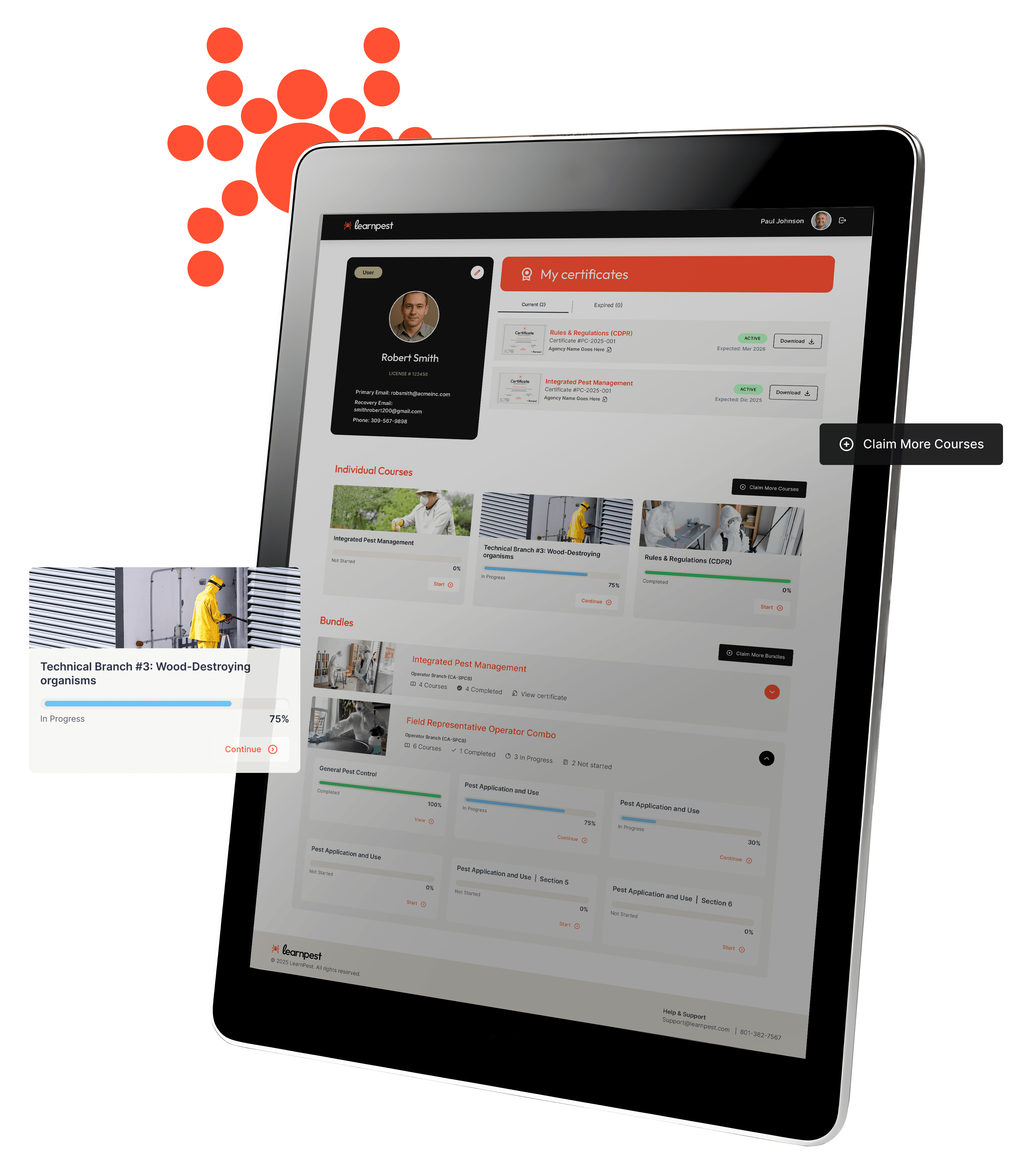 LearnPest dashboard on an iPad